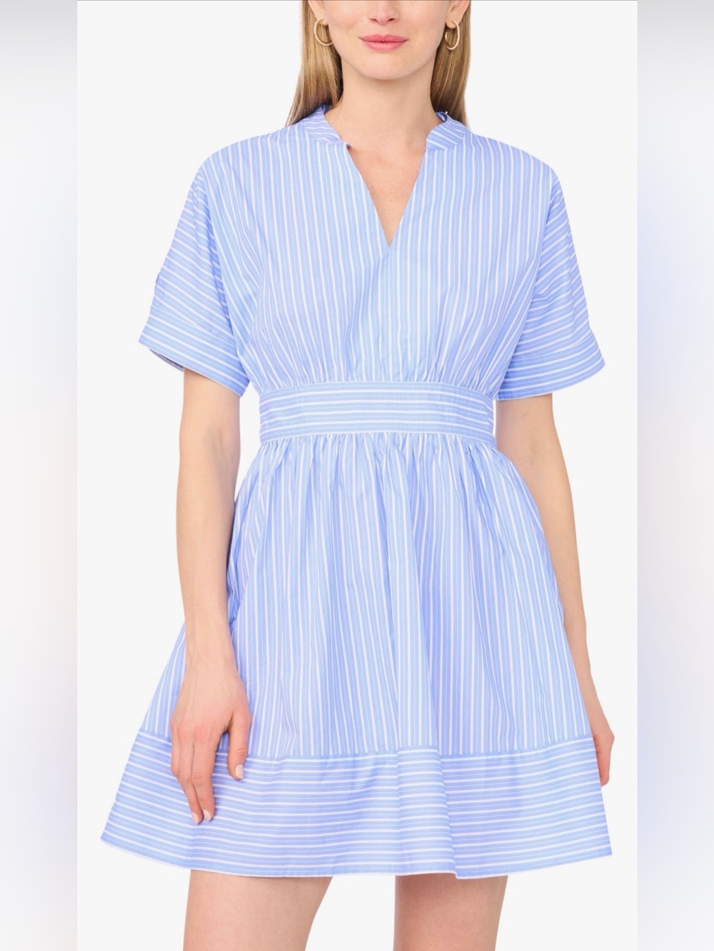 Ted Baker NWT Stripe Cotton Dress Blue White Size 4 US 10